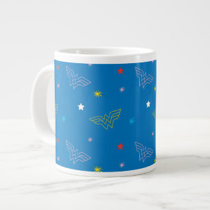 Wonder Woman-logo en sterren blauw patroon Grote Koffiekop
