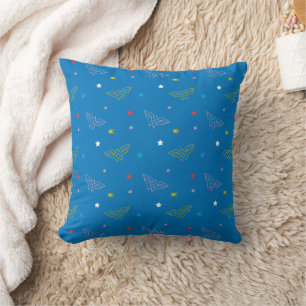 Wonder Woman-logo en sterren blauw patroon Kussen