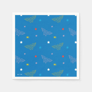 Wonder Woman-logo en sterren blauw patroon Servet