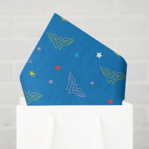 Wonder Woman-logo en sterren blauw patroon Tissuepapier