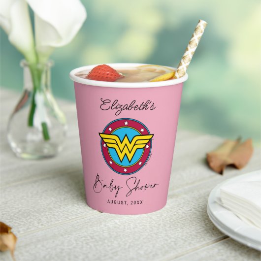 Wonder Woman Logo | Nieuwe baby binnenkort verkrij Papieren Bekers (Insitu)