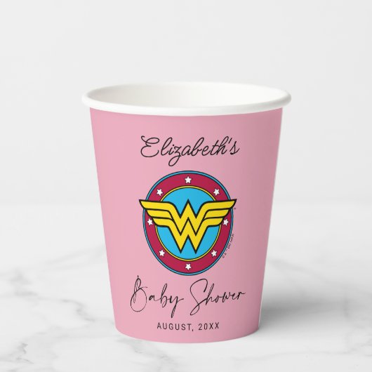 Wonder Woman Logo | Nieuwe baby binnenkort verkrij Papieren Bekers (Achterkant)