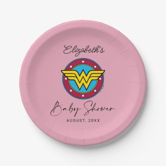 Wonder Woman Logo | Nieuwe baby binnenkort verkrij Papieren Bordje (Voorkant)
