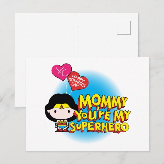 Wonder Woman | Mammie Je bent mijn superheld Uitnodiging Briefkaart (Voorkant / Achterkant)