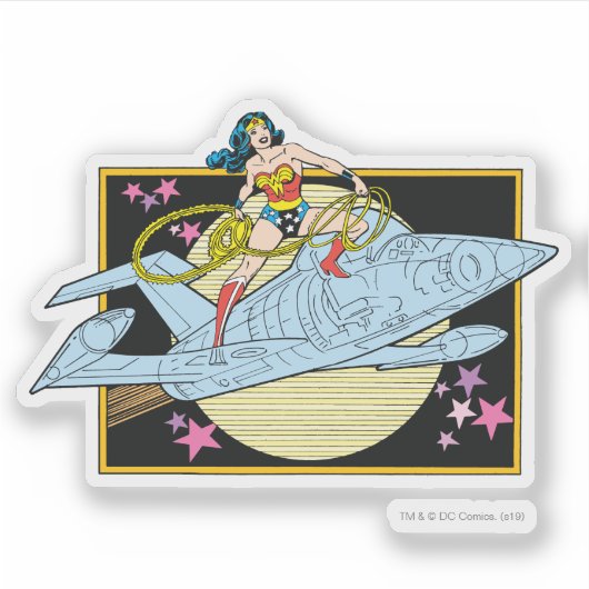 Wonder Woman met Jet Sticker (Voorkant)