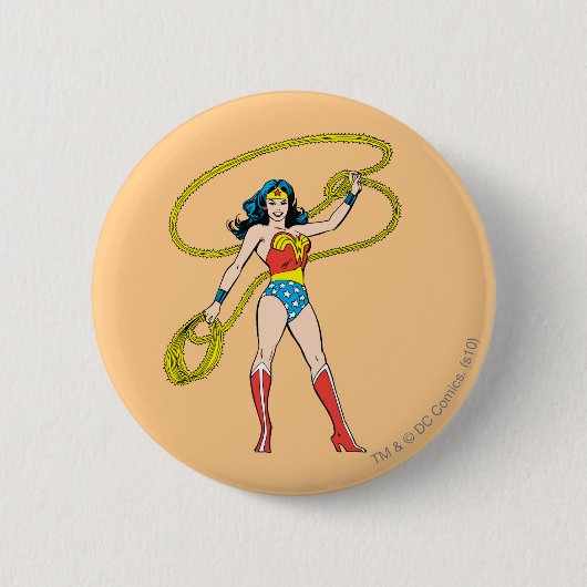 Wonder Woman met Lasso Ronde Button 5,7 Cm (Voorkant)