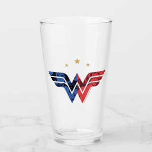 Wonder Woman Modern & Retro Comic Overlay Logo Glas