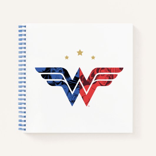 Wonder Woman Modern & Retro Comic Overlay Logo Notitieboek (Voorkant)