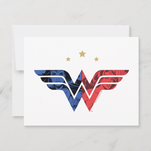 Wonder Woman Modern & Retro Comic Overlay Logo Notitiekaartje (Voorkant)