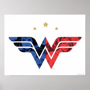 Wonder Woman Modern & Retro Comic Overlay Logo Poster