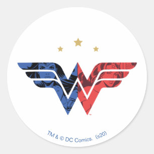 Wonder Woman Modern & Retro Comic Overlay Logo Ronde Sticker