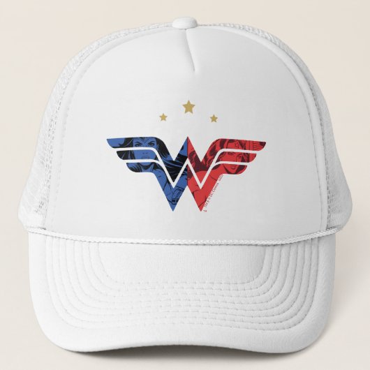 Wonder Woman Modern & Retro Comic Overlay Logo Trucker Pet (Voorkant)