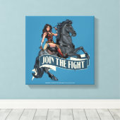 Wonder Woman on Horse Comic Art Canvas Afdruk (Insitu (Houten vloer))