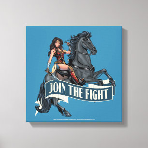 Wonder Woman on Horse Comic Art Canvas Afdruk