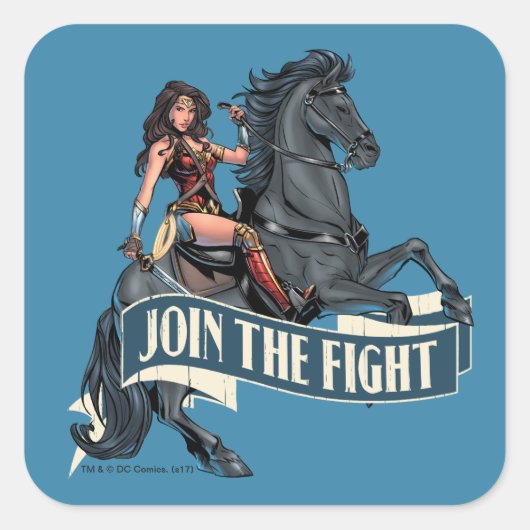 Wonder Woman on Horse Comic Art Vierkante Sticker (Voorkant)