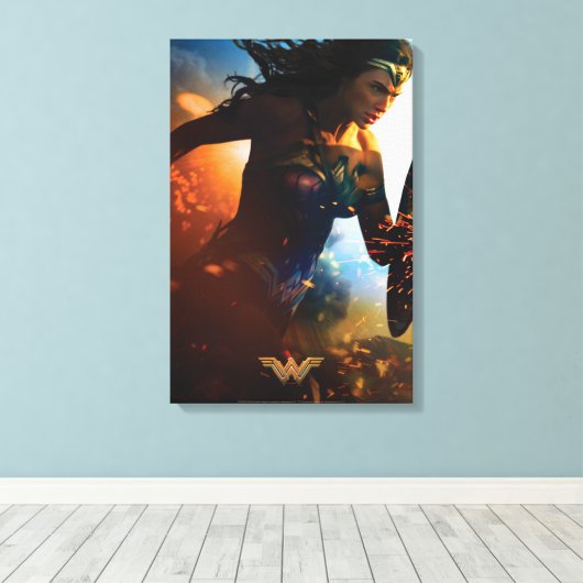 Wonder Woman op slagveld Canvas Afdruk (Insitu (Houten vloer))