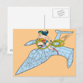Wonder Woman over ruimteschip Briefkaart (Voorkant / Achterkant)