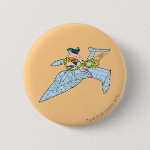 Wonder Woman over ruimteschip Ronde Button 5,7 Cm