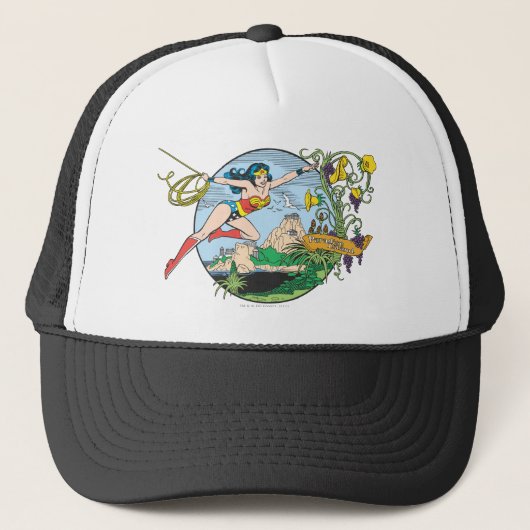 Wonder Woman Paradise Island Trucker Pet (Voorkant)