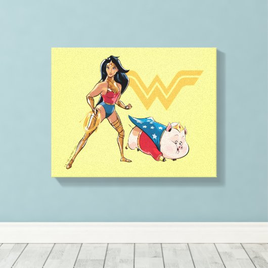 Wonder Woman & PB Canvas Afdruk (Insitu (Houten vloer))