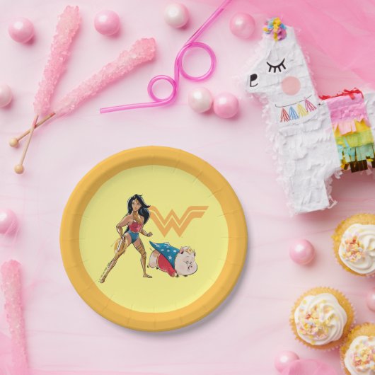 Wonder Woman & PB Papieren Bordje (Feest)