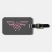 Wonder Woman Pink and Black Checker Mesh Logo Bagagelabel (Voorkant horizontaal)