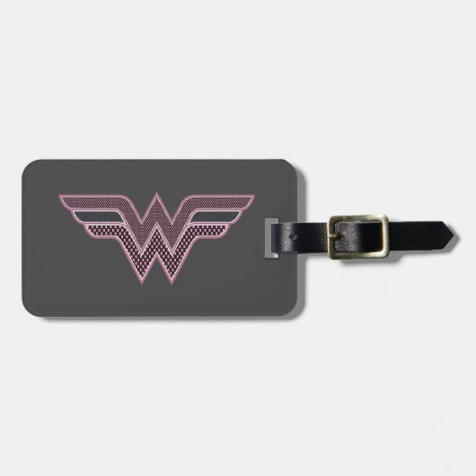 Wonder Woman Pink and Black Checker Mesh Logo Bagagelabel (Voorkant horizontaal)