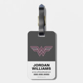 Wonder Woman Pink and Black Checker Mesh Logo Bagagelabel (Achterkant verticaal)