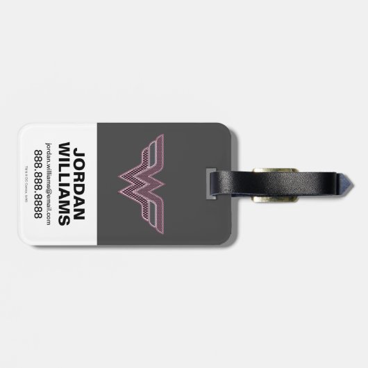 Wonder Woman Pink and Black Checker Mesh Logo Bagagelabel (Achterkant horizontaal)