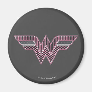 Wonder Woman Pink and Black Checker Mesh Logo Magneet