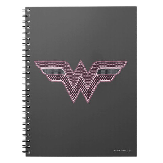 Wonder Woman Pink and Black Checker Mesh Logo Notitieboek (Voorkant)