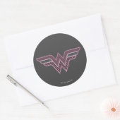 Wonder Woman Pink and Black Checker Mesh Logo Ronde Sticker (Envelop)