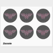 Wonder Woman Pink and Black Checker Mesh Logo Ronde Sticker (Vel)