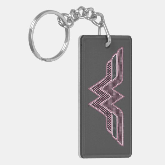 Wonder Woman Pink and Black Checker Mesh Logo Sleutelhanger (Voorkant Links)