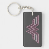 Wonder Woman Pink and Black Checker Mesh Logo Sleutelhanger (Voorkant)