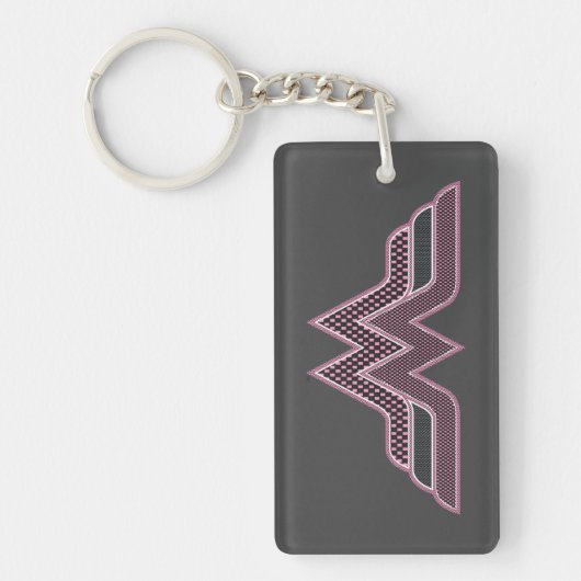 Wonder Woman Pink and Black Checker Mesh Logo Sleutelhanger (Voorkant)
