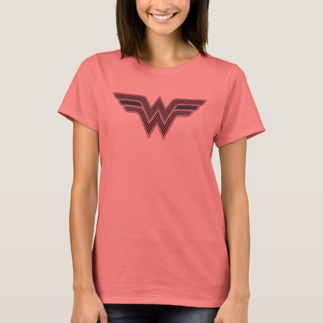 Wonder Woman Pink and Black Checker Mesh Logo T-shirt (Voorkant)