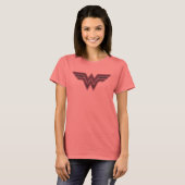 Wonder Woman Pink and Black Checker Mesh Logo T-shirt (Voorkant volledig)