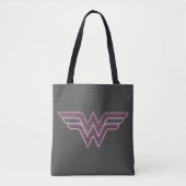 Wonder Woman Pink and Black Checker Mesh Logo Tote Bag (Voorkant)