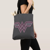 Wonder Woman Pink and Black Checker Mesh Logo Tote Bag (Dichtbij)