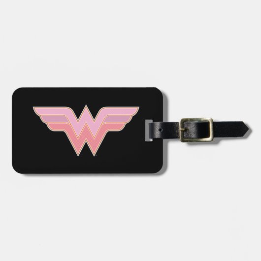 Wonder Woman Pink and Oranje Mesh Logo Bagagelabel (Voorkant horizontaal)