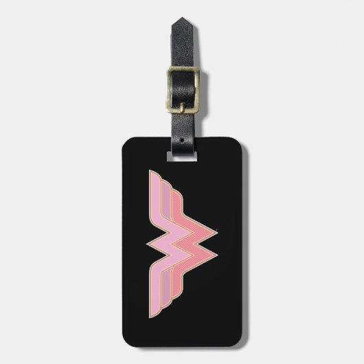Wonder Woman Pink and Oranje Mesh Logo Bagagelabel (Voorkant verticaal)