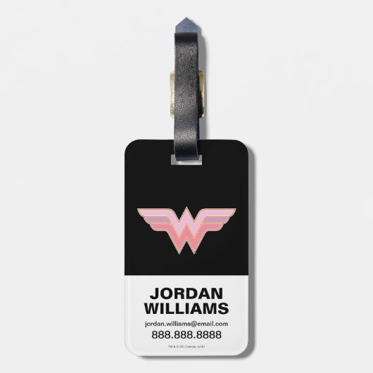 Wonder Woman Pink and Oranje Mesh Logo Bagagelabel (Achterkant verticaal)