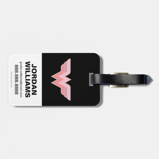 Wonder Woman Pink and Oranje Mesh Logo Bagagelabel (Achterkant horizontaal)