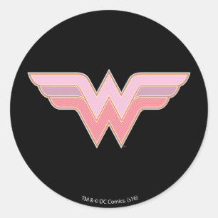 Wonder Woman Pink and Oranje Mesh Logo Ronde Sticker