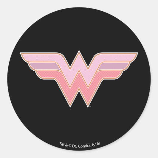 Wonder Woman Pink and Oranje Mesh Logo Ronde Sticker (Voorkant)