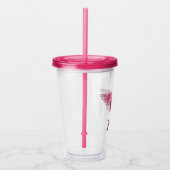 Wonder Woman Pink Camellia Flowers Logo Acryl Drinkbeker (Rechts)