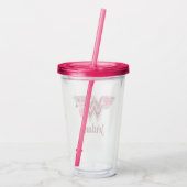 Wonder Woman Pink Camellia Flowers Logo Acryl Drinkbeker (Achterkant)