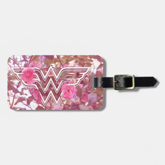 Wonder Woman Pink Camellia Flowers Logo Bagagelabel (Voorkant horizontaal)