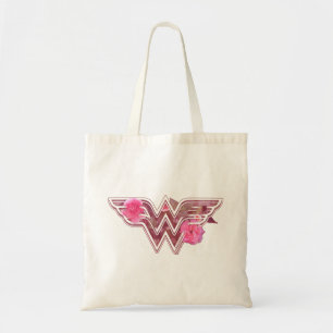 Wonder Woman Pink Camellia Flowers Logo Tote Bag